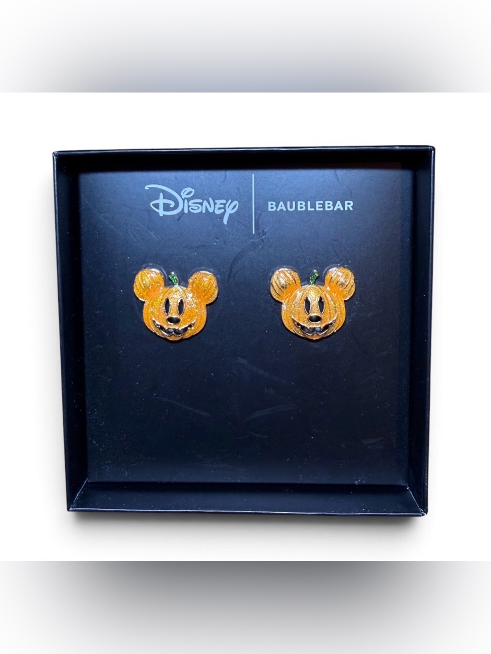 Disney x BaubleBar Mickey Pumpkin Stud Earrings Jack O Lantern NIB
